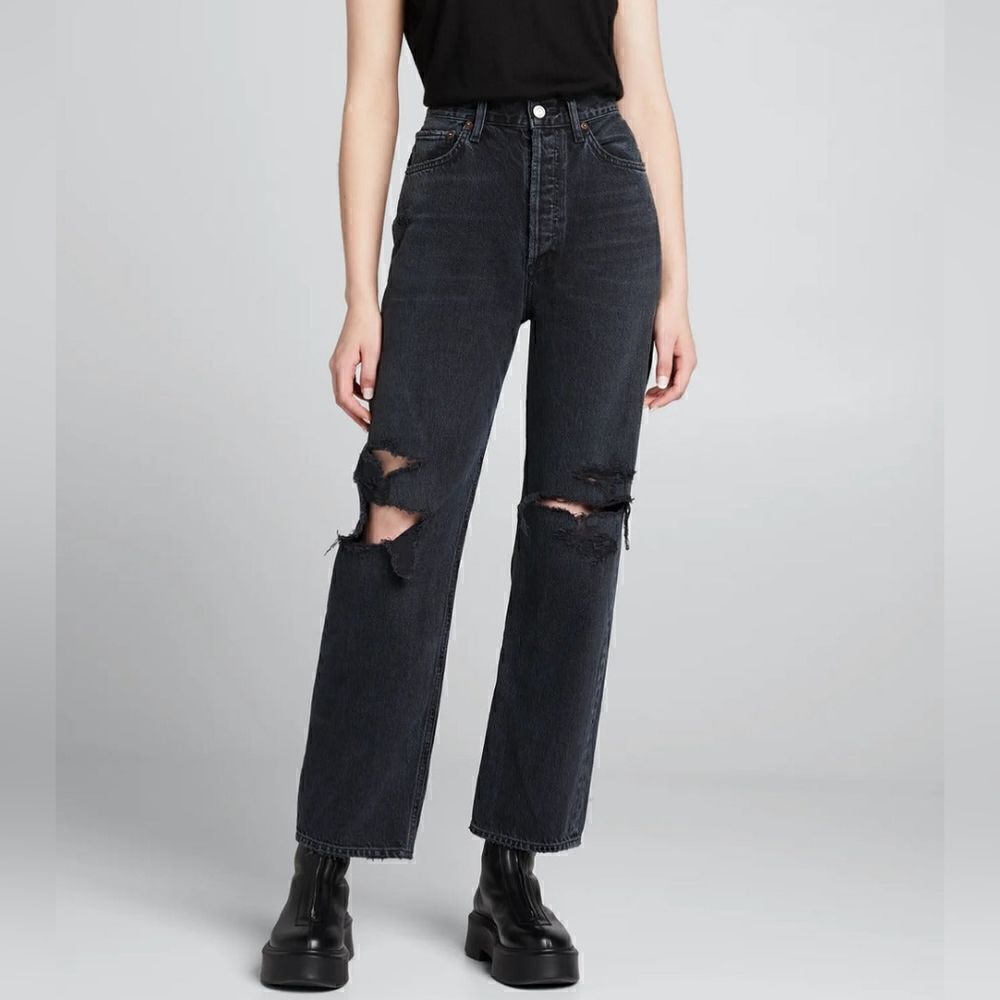 Agolde 90's Mid Rise Straight Leg Distressed Jeans In Vagabond Size 28 NWT